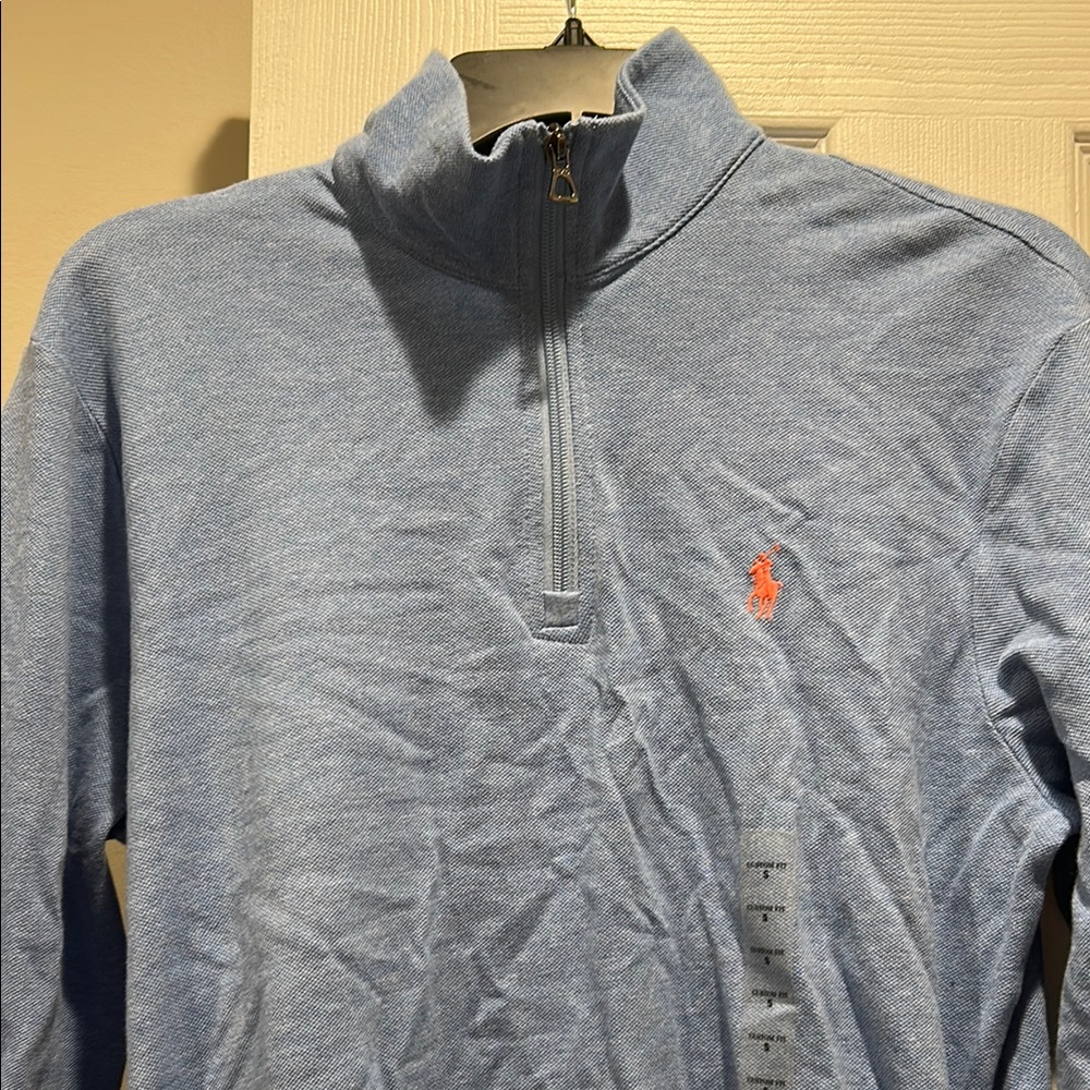 Small Classic Blue Quarter-Zip Pullover with Red Logo